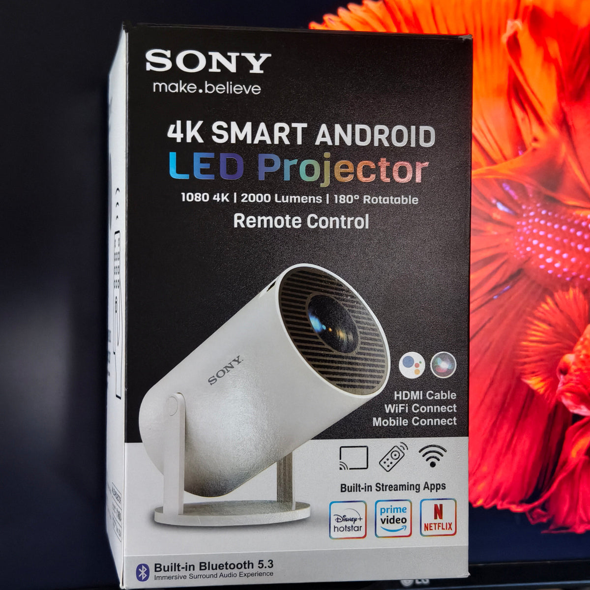 4k Smart Projector | Android 2000 Lumens | 180 Degree Rotational