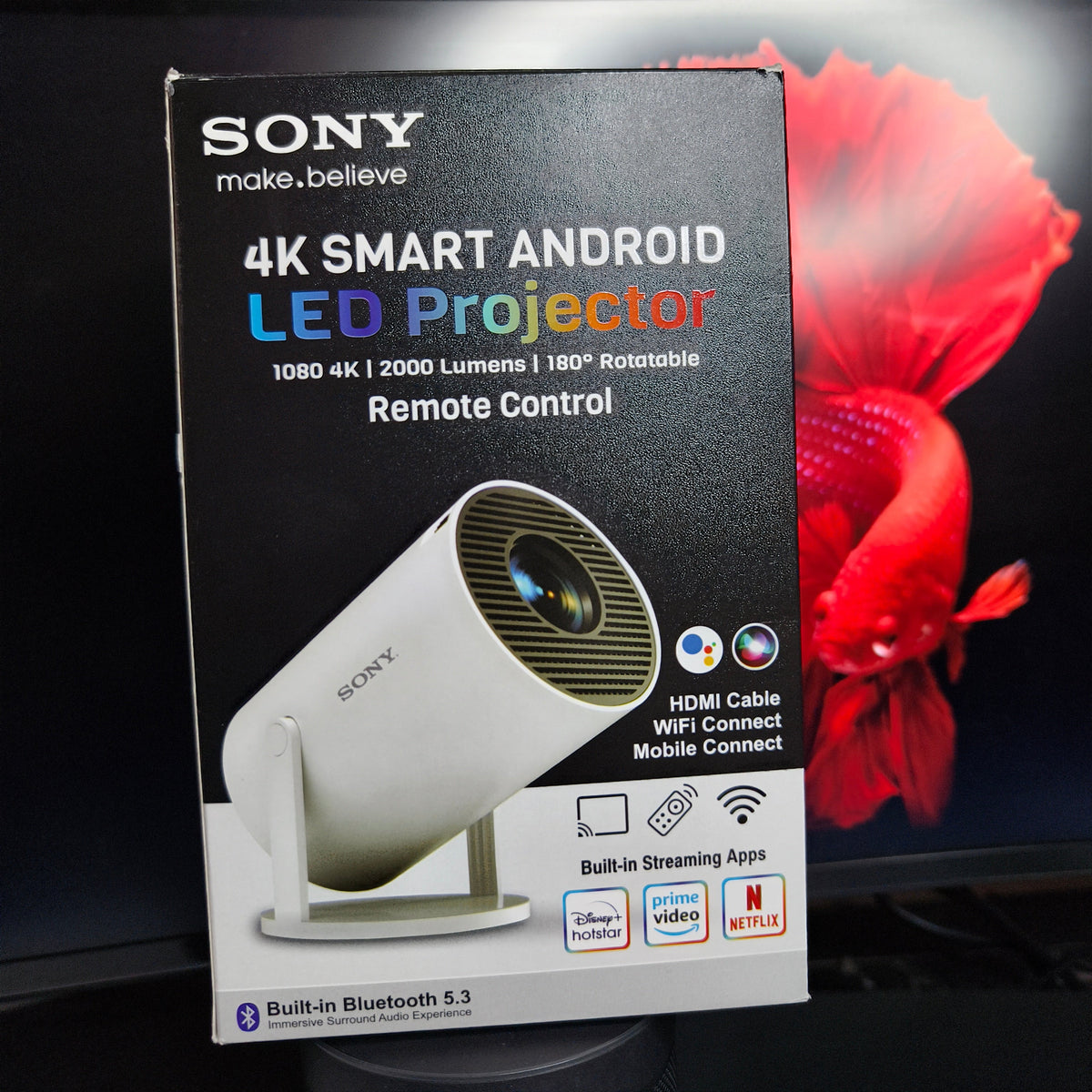 4k Smart Projector | Android 2000 Lumens | 180 Degree Rotational