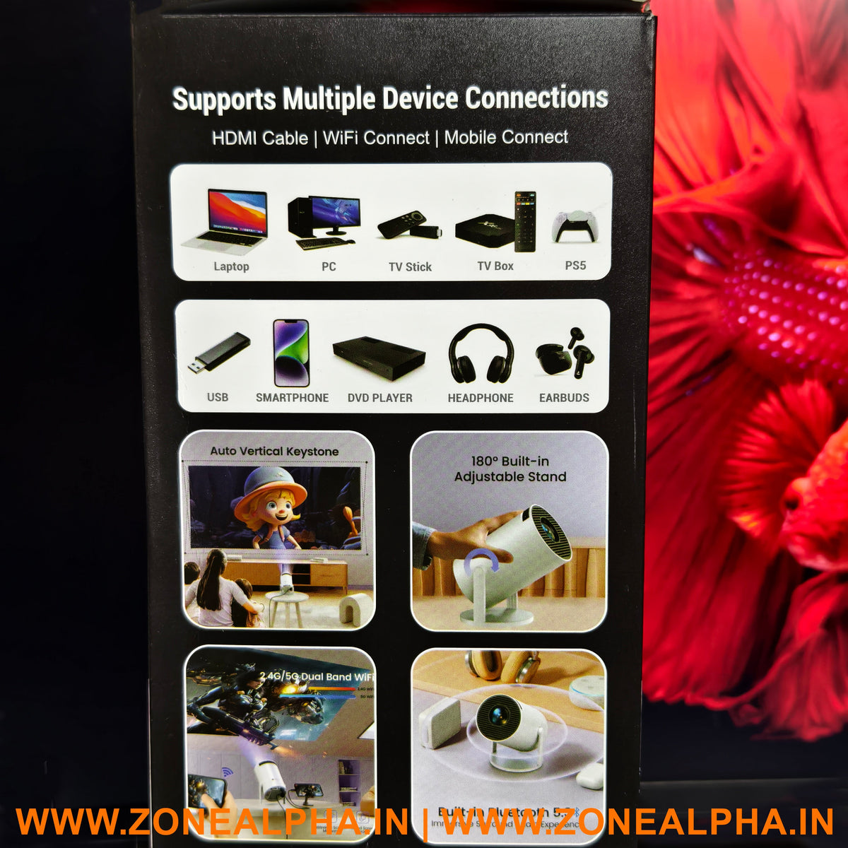 4k Smart Projector | Android 2000 Lumens | 180 Degree Rotational