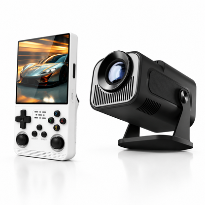HY320 Mini Smart Projector + R39 Max Retro Gaming Console Combo | Big Screen Gaming & Entertainment Bundle