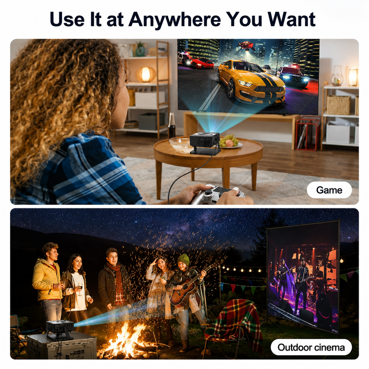 Xnano T200 Smart Mini Projector | Android 11 | WiFi 6 & Bluetooth 5.0 | Native 1080P HD | 4K Supported | Portable Home Theater Projector