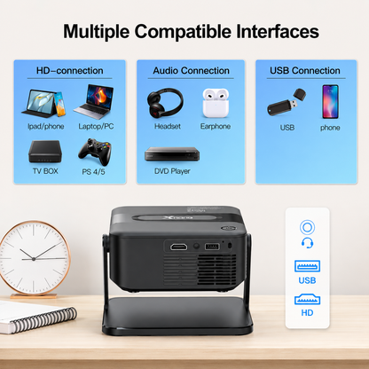 Xnano T200 Smart Mini Projector | Android 11 | WiFi 6 & Bluetooth 5.0 | Native 1080P HD | 4K Supported | Portable Home Theater Projector
