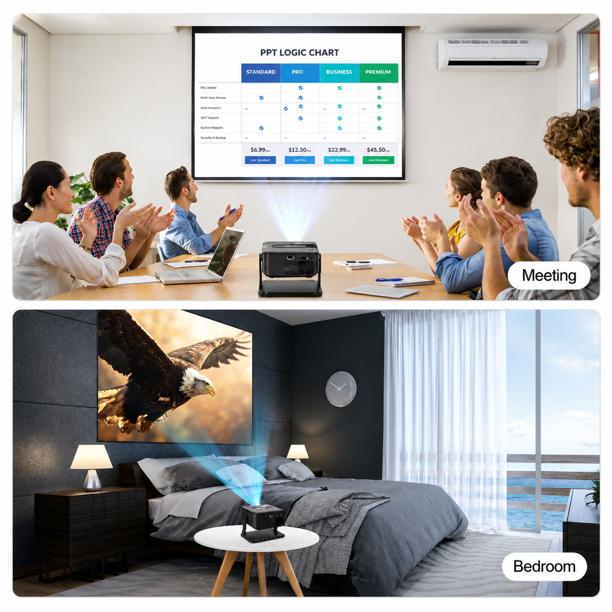 Xnano T200 Smart Mini Projector | Android 11 | WiFi 6 & Bluetooth 5.0 | Native 1080P HD | 4K Supported | Portable Home Theater Projector
